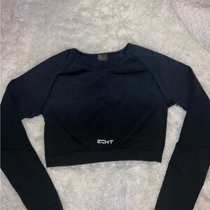 ECHT Black Long Sleeve Crop Top